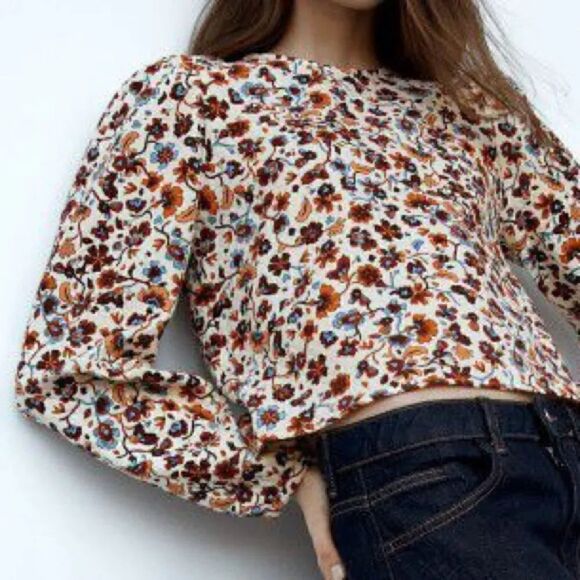 ZARA FLORAL PRINTED TOP - Picture 3 of 4